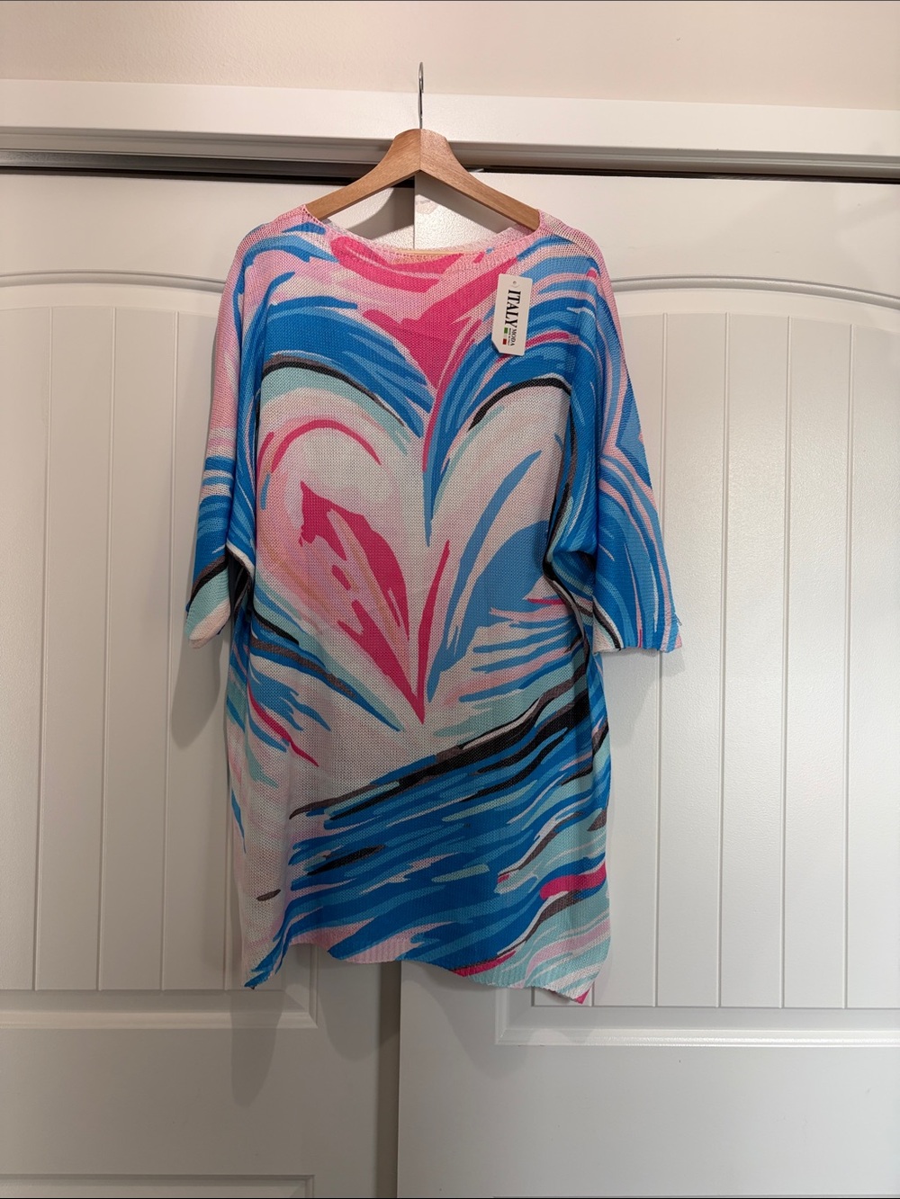 Swirl Heart Print Tunic - Pink, Blue & Black